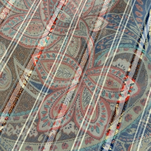 Bugatchi Uomo Shirt Mens XL Pastel‎ Green Orange Paisley Floral Ruffle Botanical - Picture 4 of 12